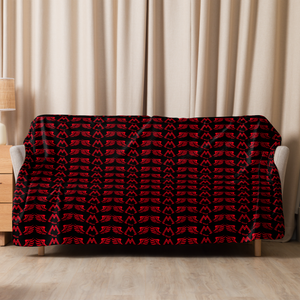 Black Sherpa Blanket With Duplicated Red MM Iconic Logo