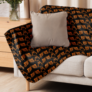 Black Sherpa Blanket With Duplicated Orange MM Iconic Logo