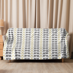 White Sherpa Blanket With Duplicated Gold-Black MM Iconic Logo