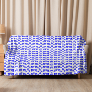 White Sherpa Blanket With Duplicated Blue MM Iconic Logo