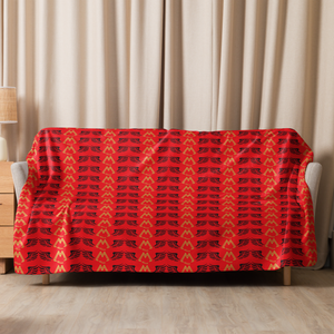 Red Sherpa Blanket With Duplicated Gold-Black MM Iconic Logo