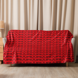 Red Sherpa Blanket With Duplicated Black MM Iconic Logo