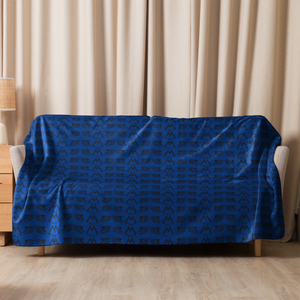 Blue Sherpa Blanket With Duplicated Black MM Iconic Logo