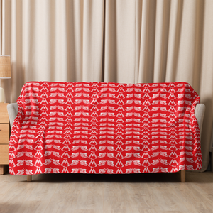 Red Sherpa Blanket With Duplicated White MM Iconic Logo
