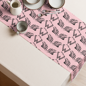 Pink Table Runner With Duplicated Black MM Iconic Logo
