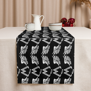 Black Table Runner With Duplicated White MM Iconic Logo