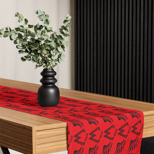 Red Table Runner With Duplicated Black MM Iconic Logo