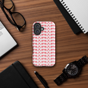 White Tough Cases For iPhone 16 With Duplicated Red MM Iconic Logo