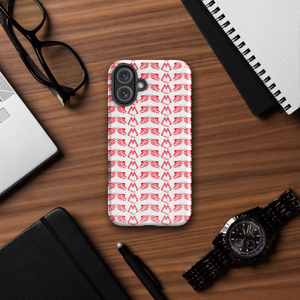 White Tough Cases For iPhone 16 With Duplicated Red MM Iconic Logo