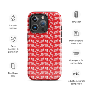 Red Tough Cases For iPhone 16 With Duplicated White MM Iconic Logo