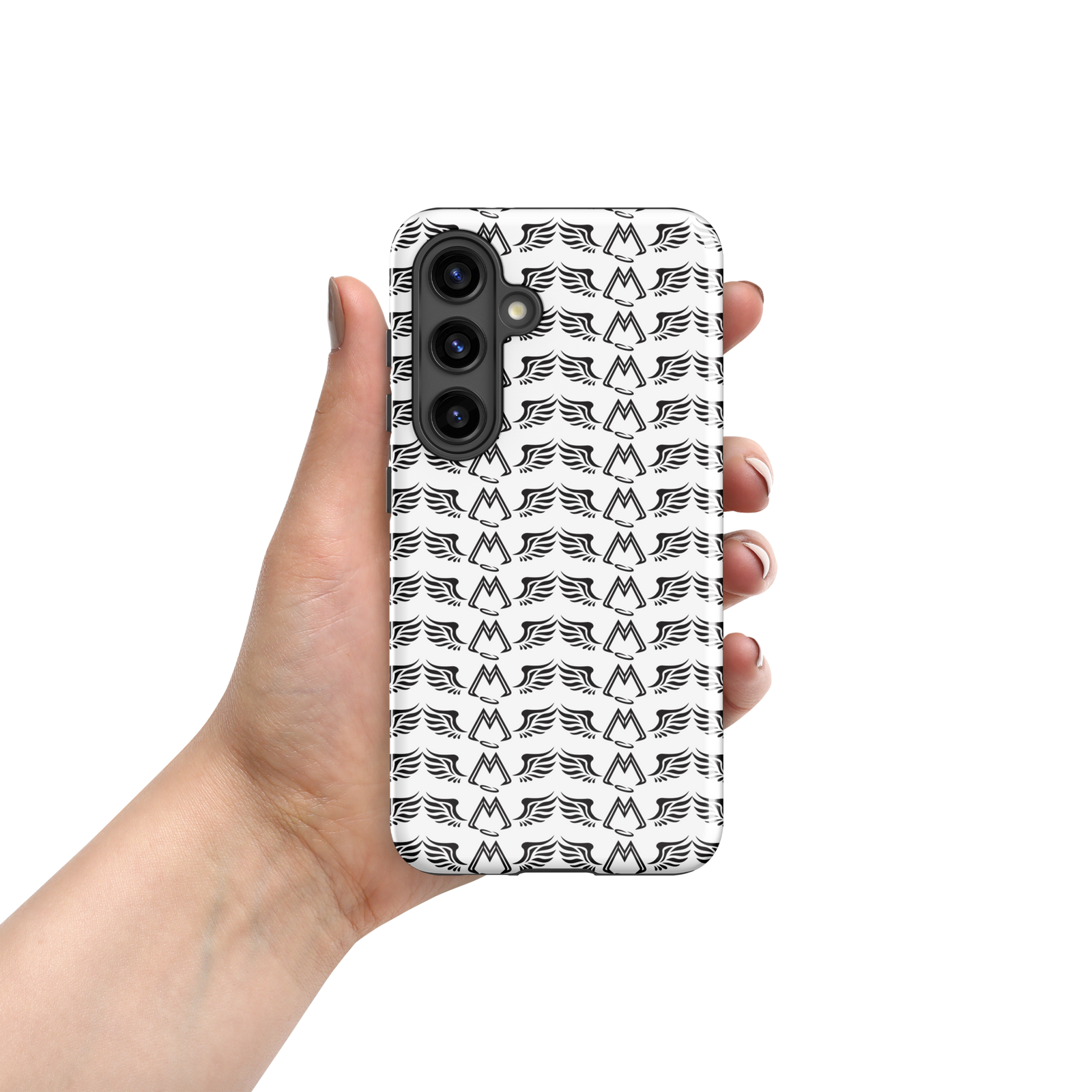 White Tough Samsung Galaxy S24 Cases With Duplicated Black MM Iconic Logo