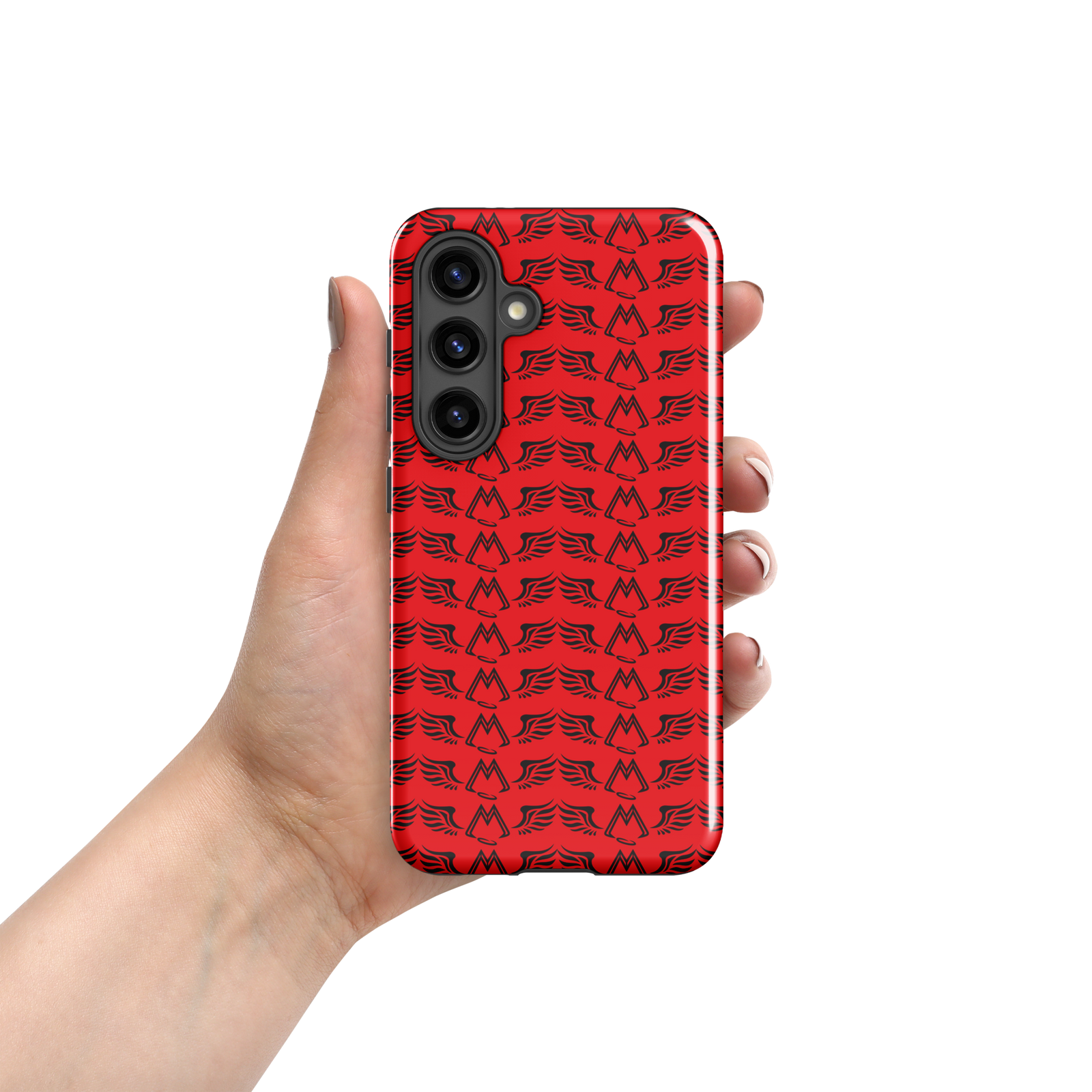 Red Tough Samsung Galaxy S24 Cases With Duplicated Black MM Iconic Logo
