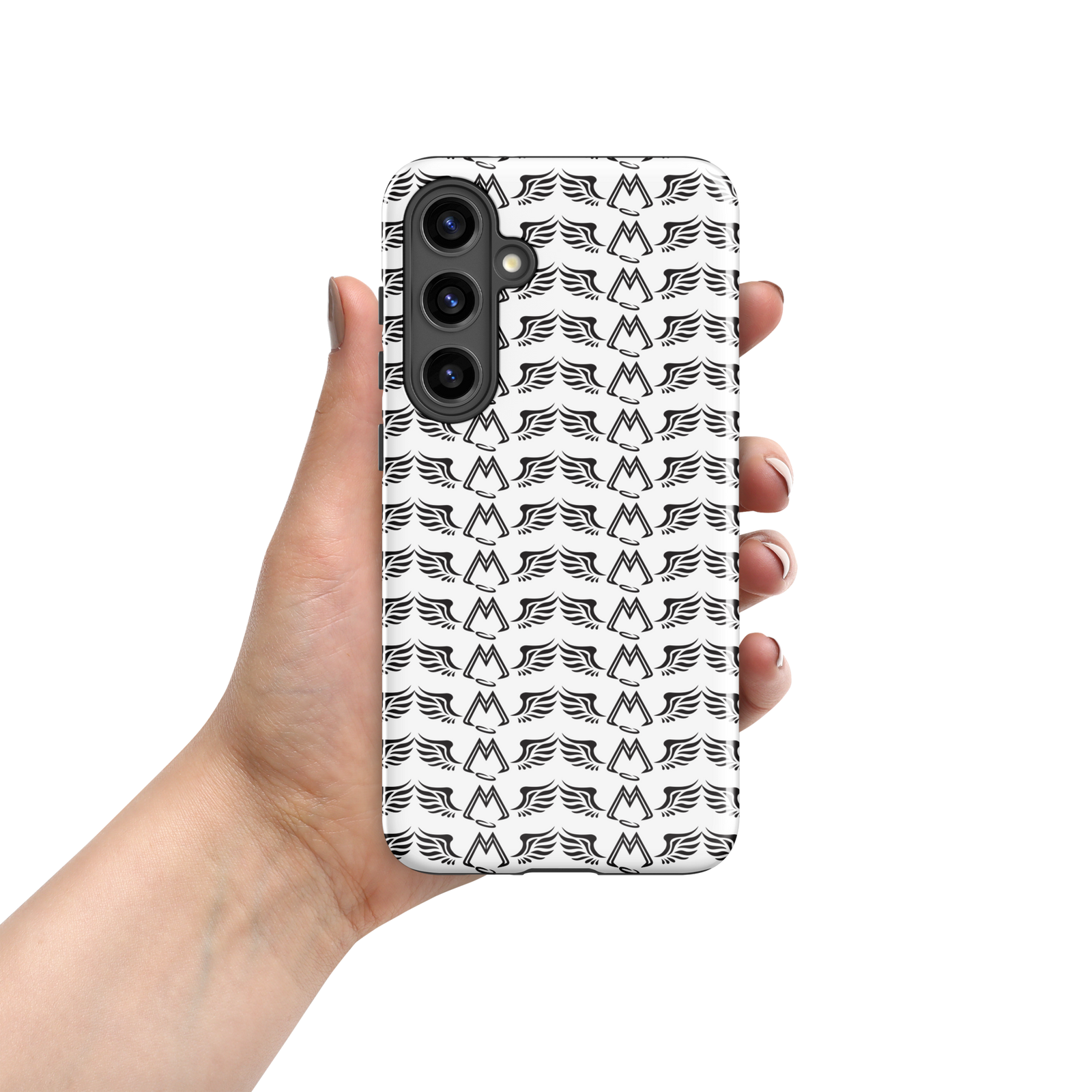 White Tough Samsung Galaxy S24 Cases With Duplicated Black MM Iconic Logo