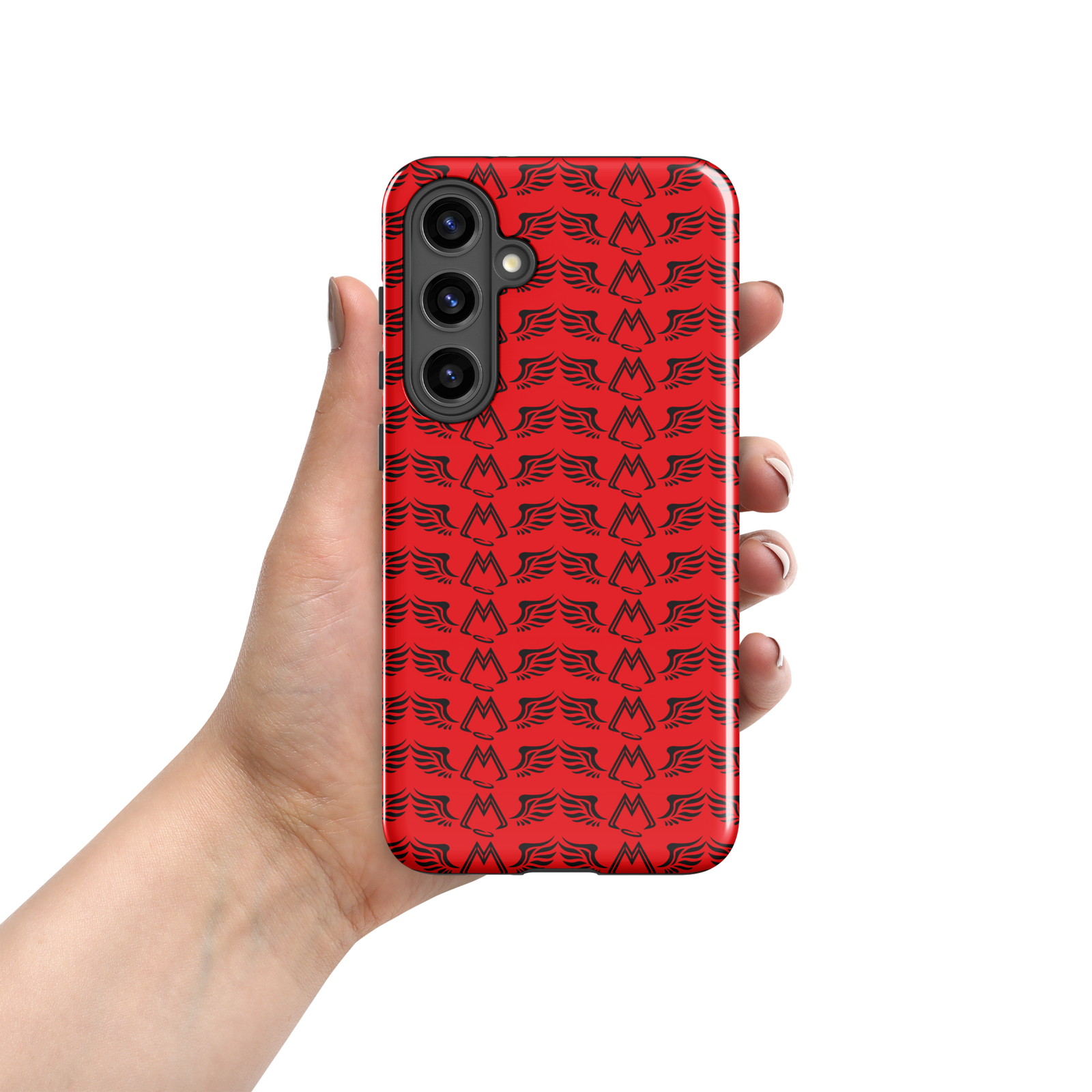 Red Tough Samsung Galaxy S24 Cases With Duplicated Black MM Iconic Logo