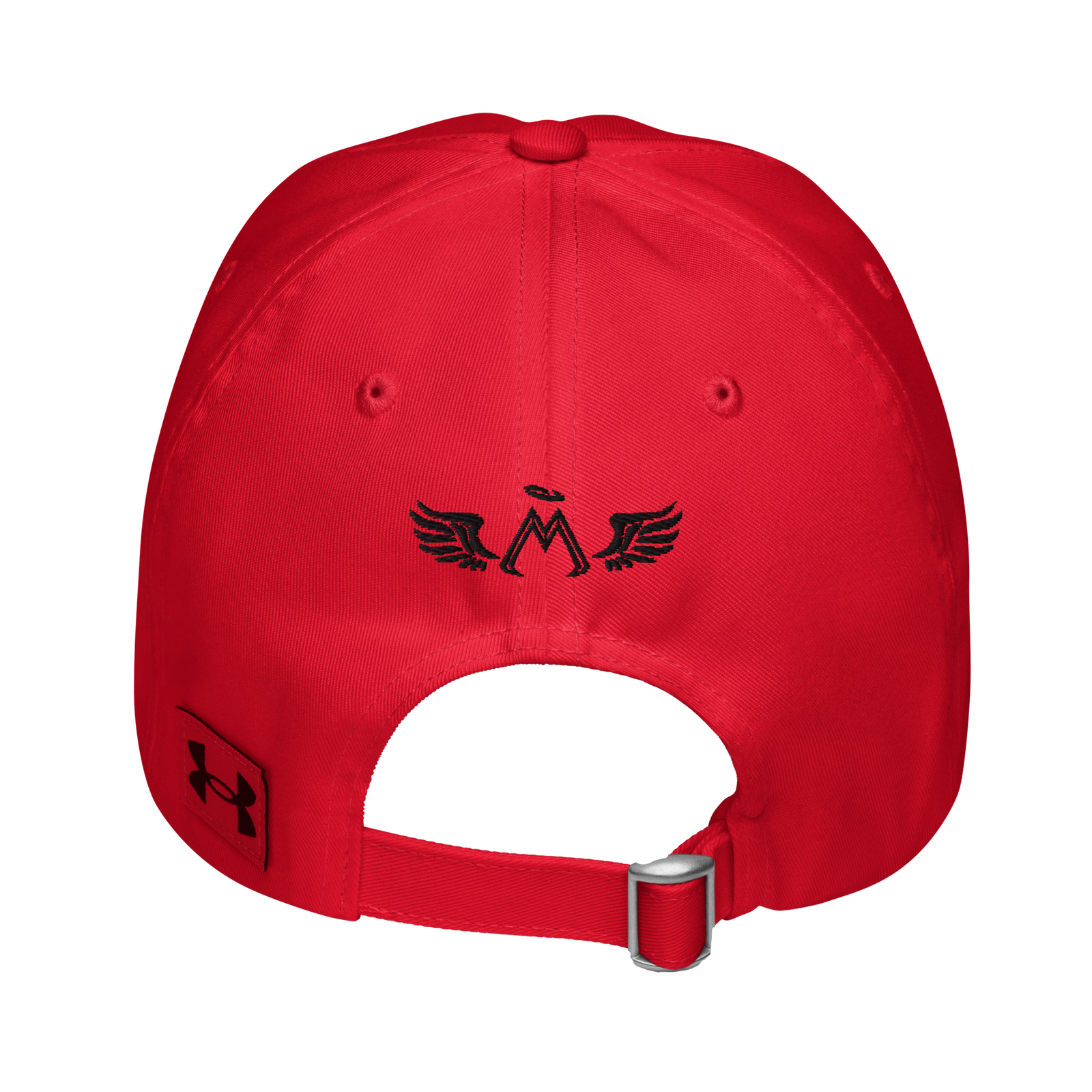 Red Under Armour Dad Hat With Embroidered Black MM Iconic Logo