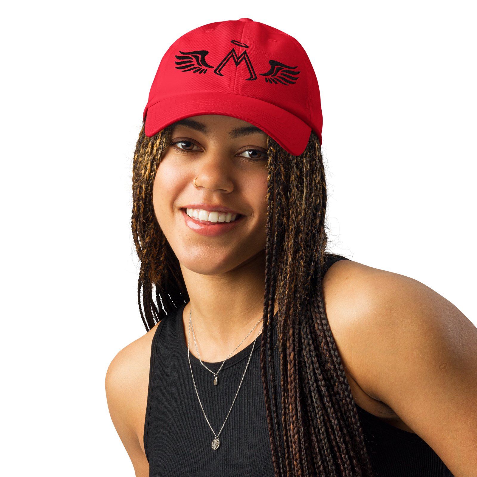 Red Under Armour Dad Hat With Embroidered Black MM Iconic Logo