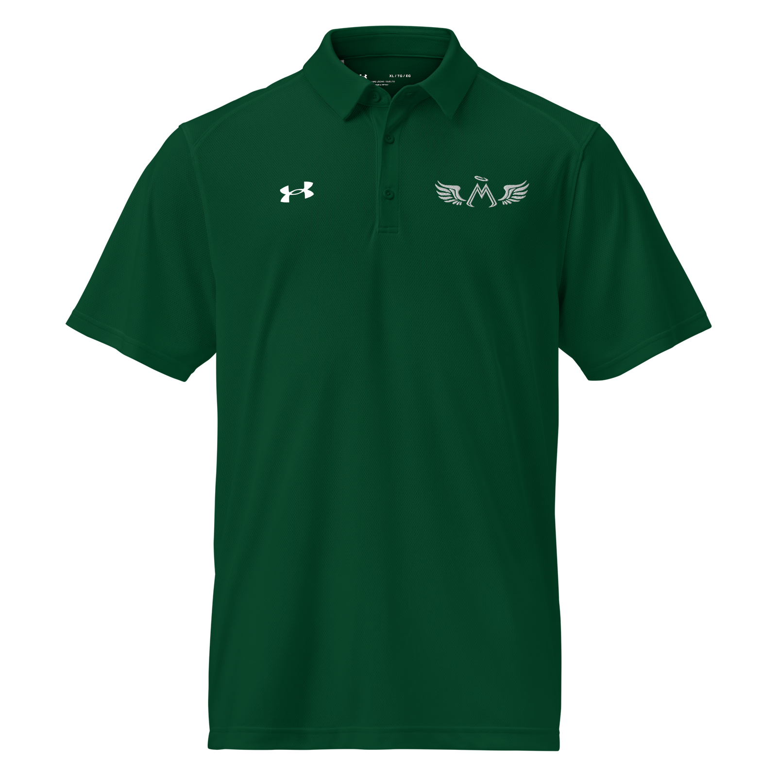 Forest Green Under Armour Unisex Polo With Embroidered White MM Iconic Logo