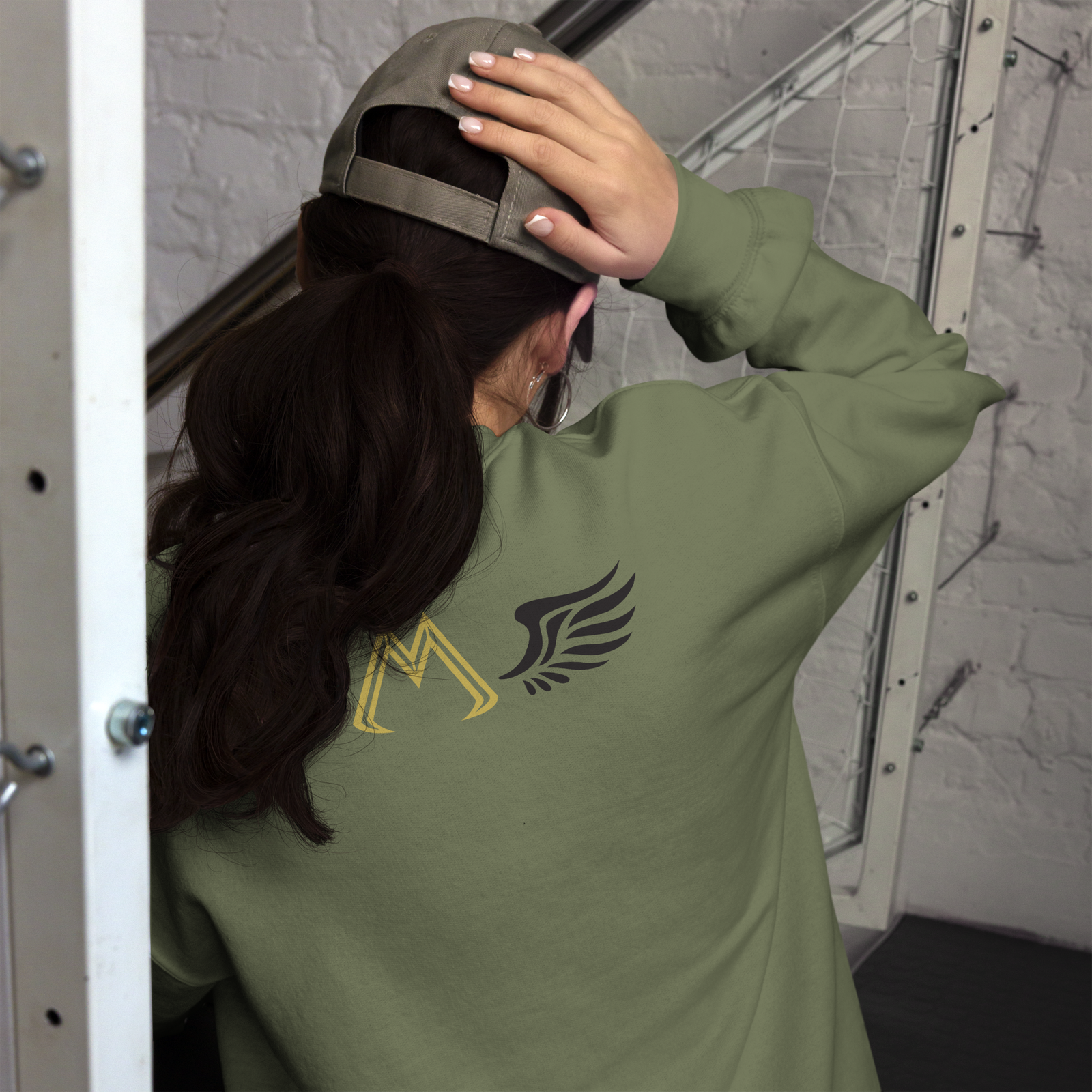 Army Green Unisex Sweatshirt With Gold-Black MM Iconic Logo