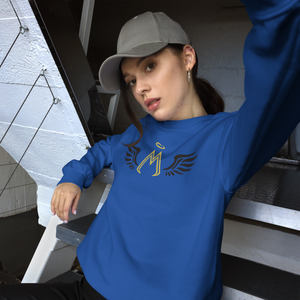 Blue Unisex Sweatshirt With Gold-Black MM Iconic Logo