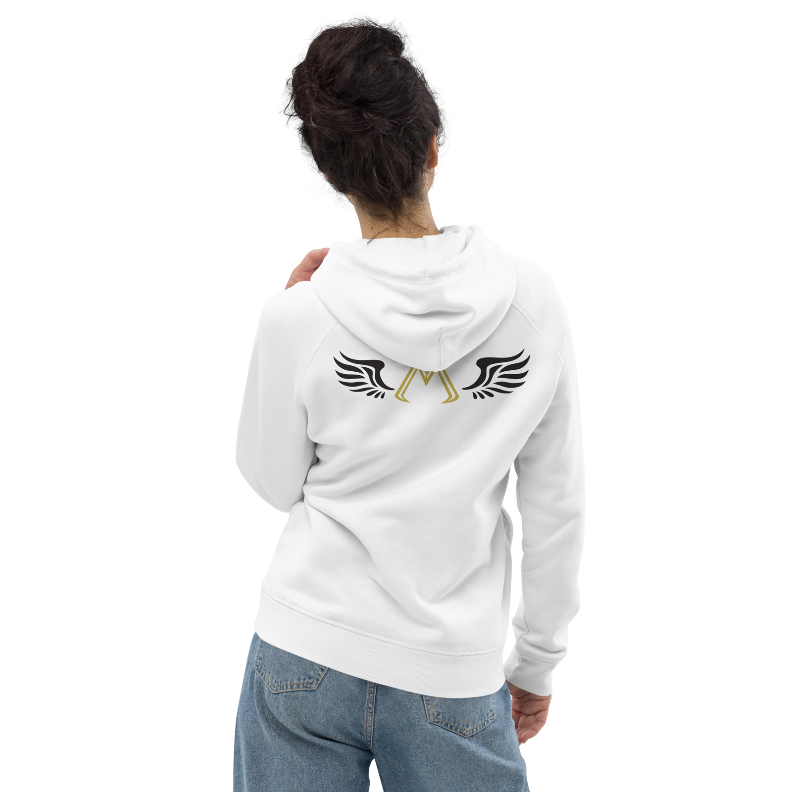 White Unisex Pullover Hoodie With Gold-Black MM Iconic Logo
