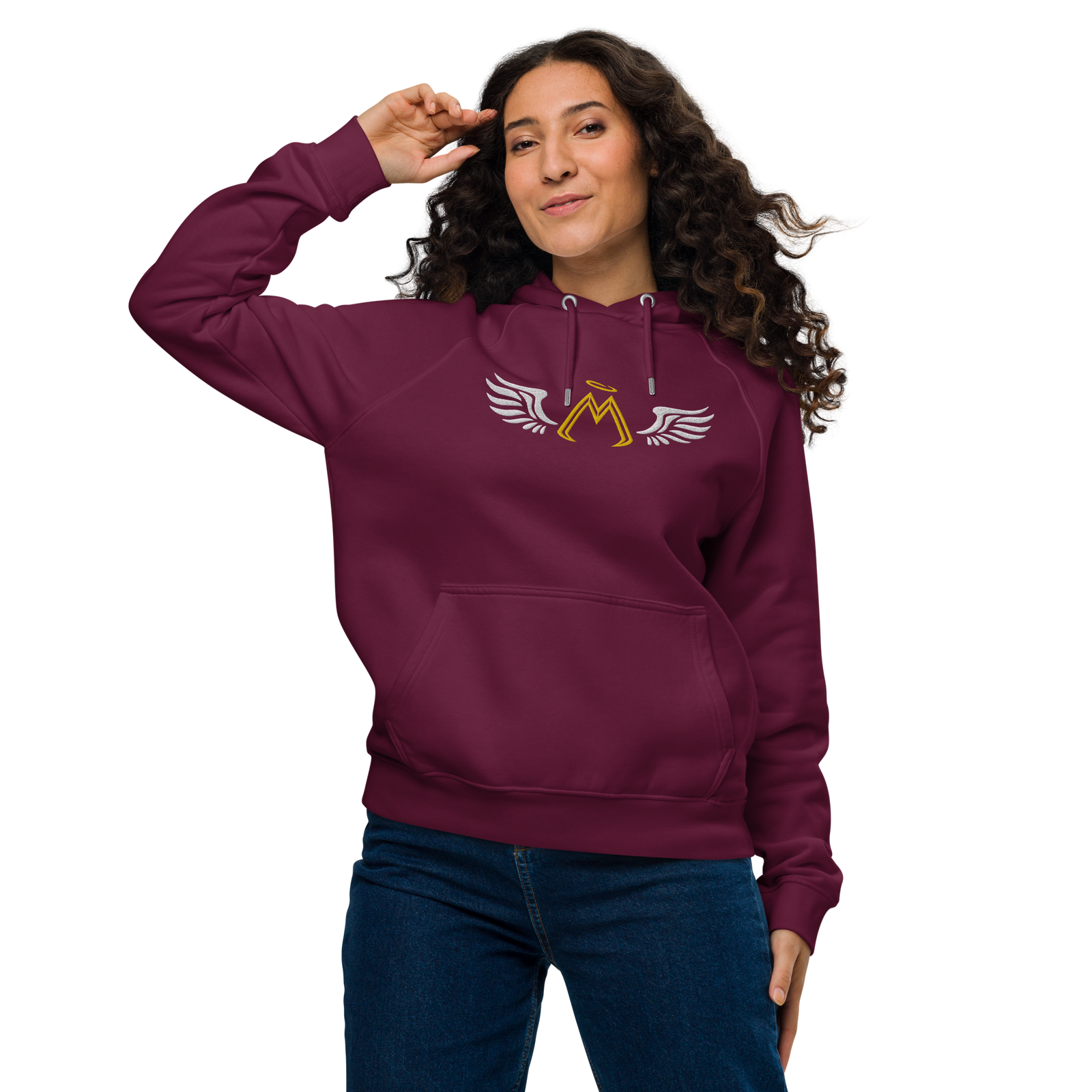 Maroon Eco Raglan Hoodie With Embroidered Classic MM Iconic Logo