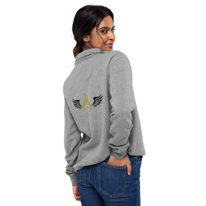 Carbon Grey Unisex Fleece Pullover With Embroidered Gold-Black MM Iconic Logo