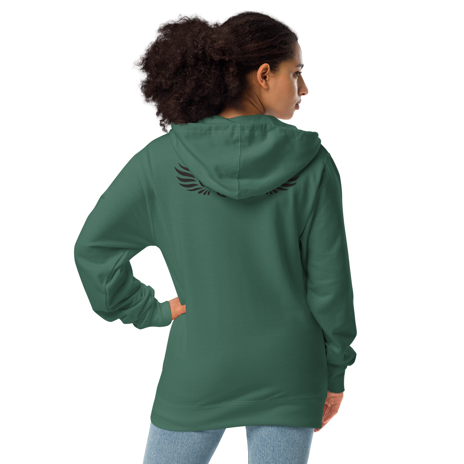 Forest Green Unisex Fleece Zip Up Hoodie With Embroidered Black MM Iconic Logo