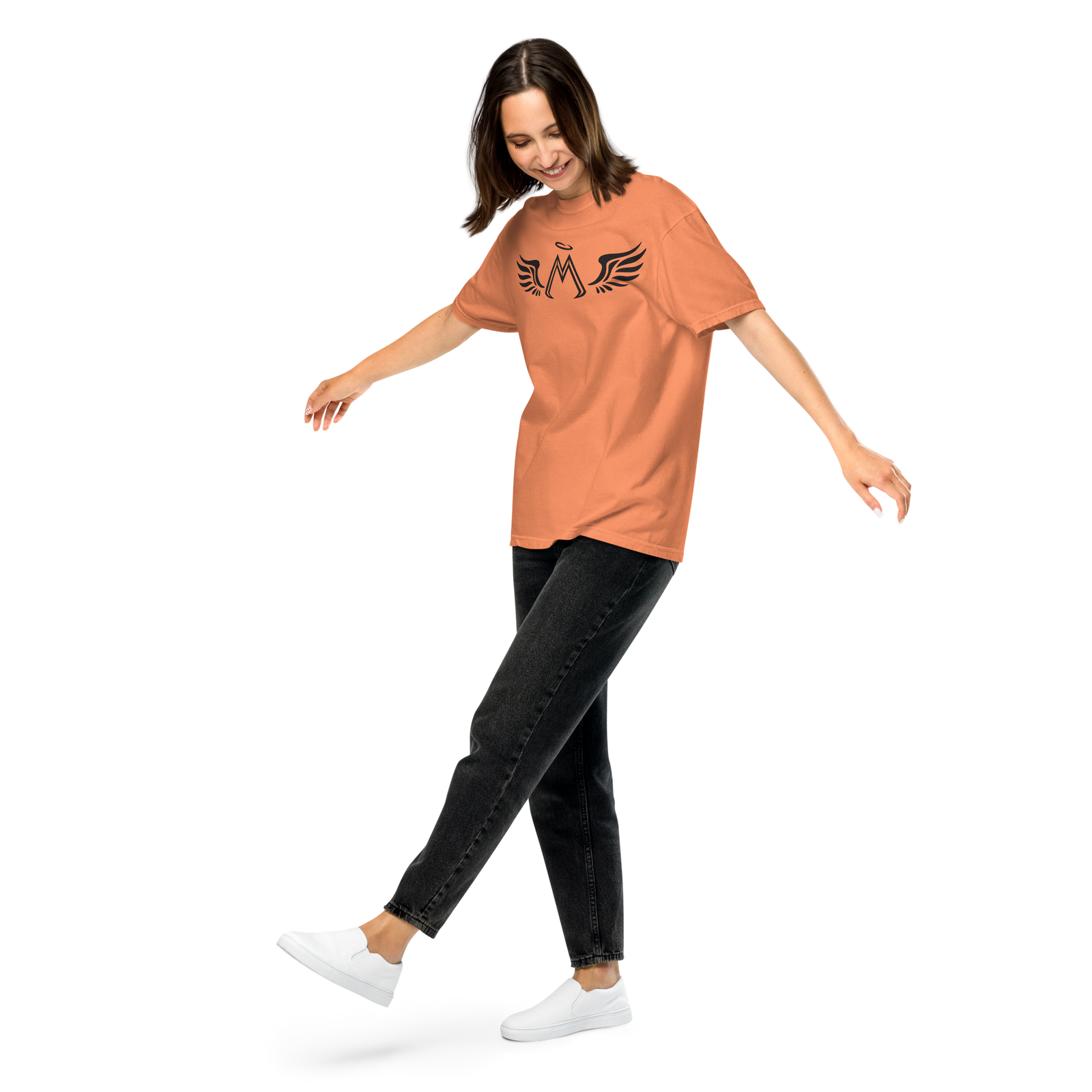 Terracotta Unisex Garment-Dyed Heavyweight T-Shirt With Black MM Iconic Logo