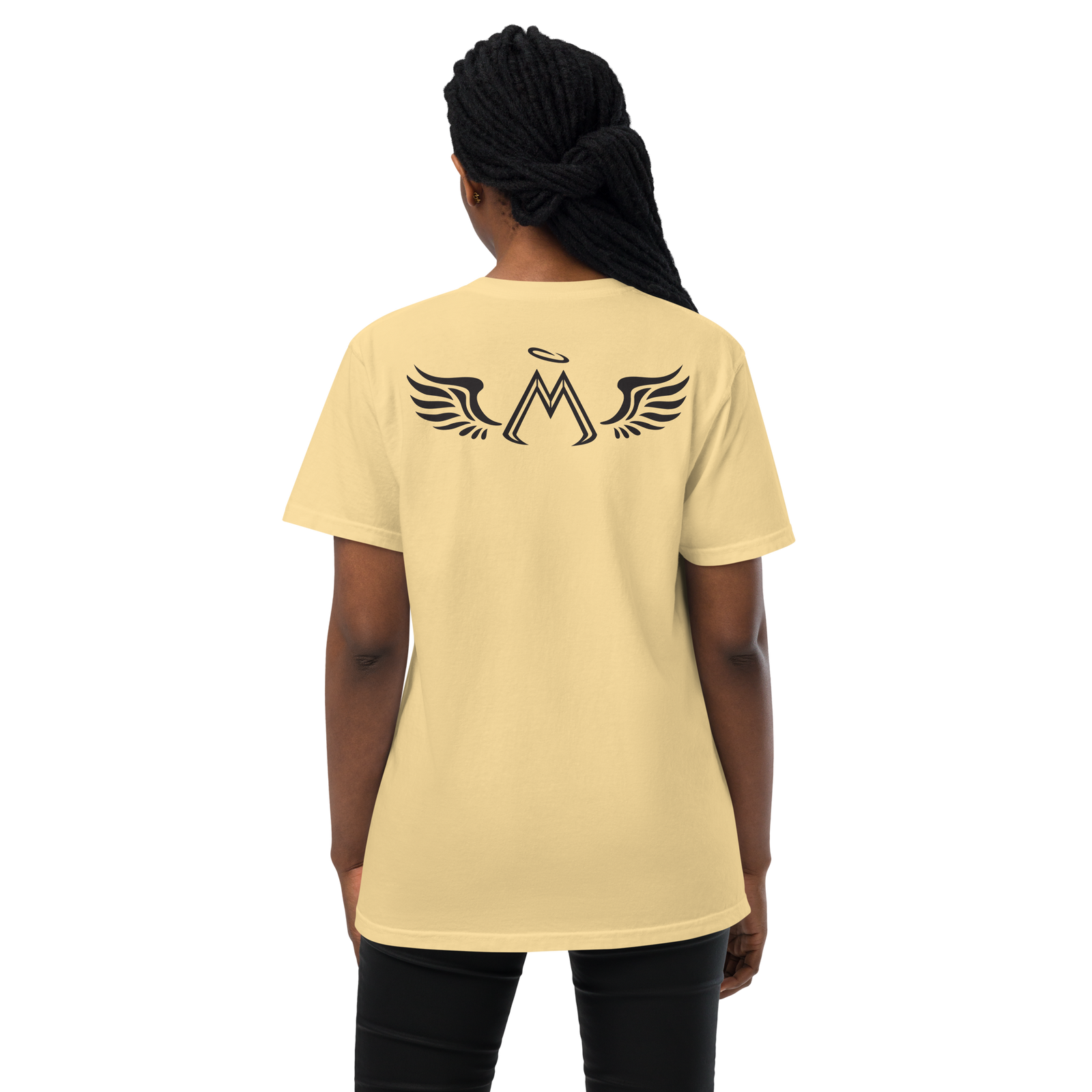 Butter Yellow Unisex Garment-Dyed Pocket T-Shirt With Black MM Iconic Logo