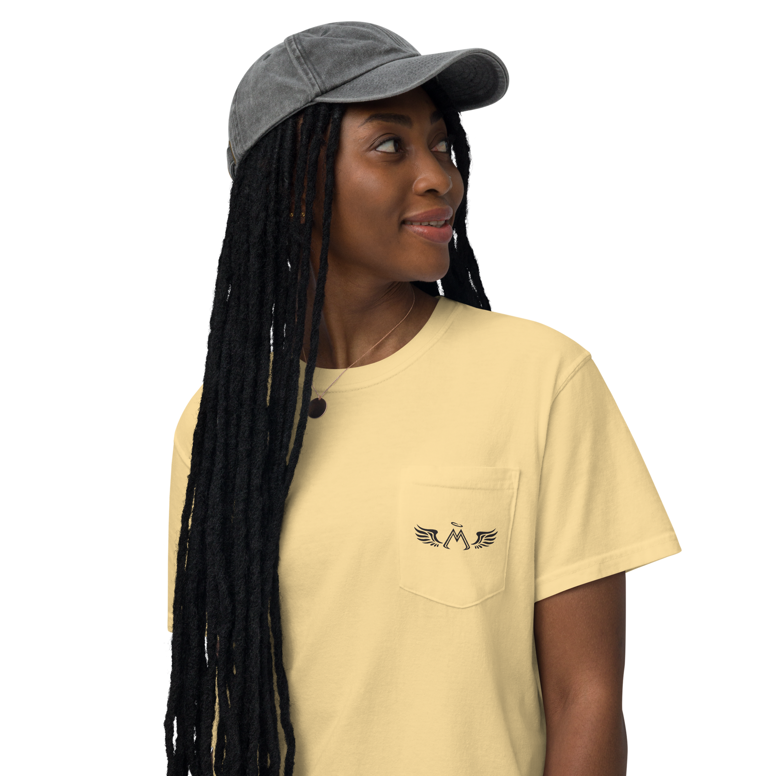 Butter Yellow Unisex Garment-Dyed Pocket T-Shirt With Black MM Iconic Logo