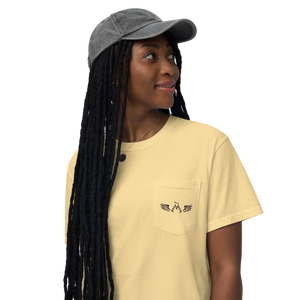 Butter Yellow Unisex Garment-Dyed Pocket T-Shirt With Black MM Iconic Logo