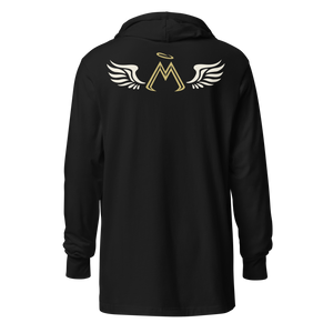Black Hooded Long Sleeve Tee With Classic MM Iconic Logo
