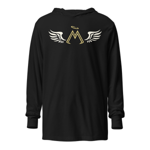 Black Hooded Long Sleeve Tee With Classic MM Iconic Logo
