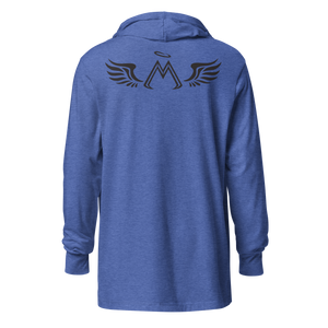 Blue Hooded Long Sleeve Tee With Black MM Iconic Logo