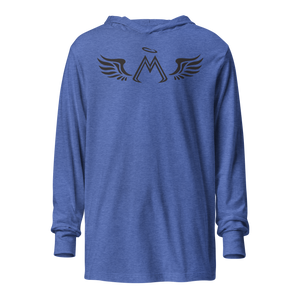 Blue Hooded Long Sleeve Tee With Black MM Iconic Logo