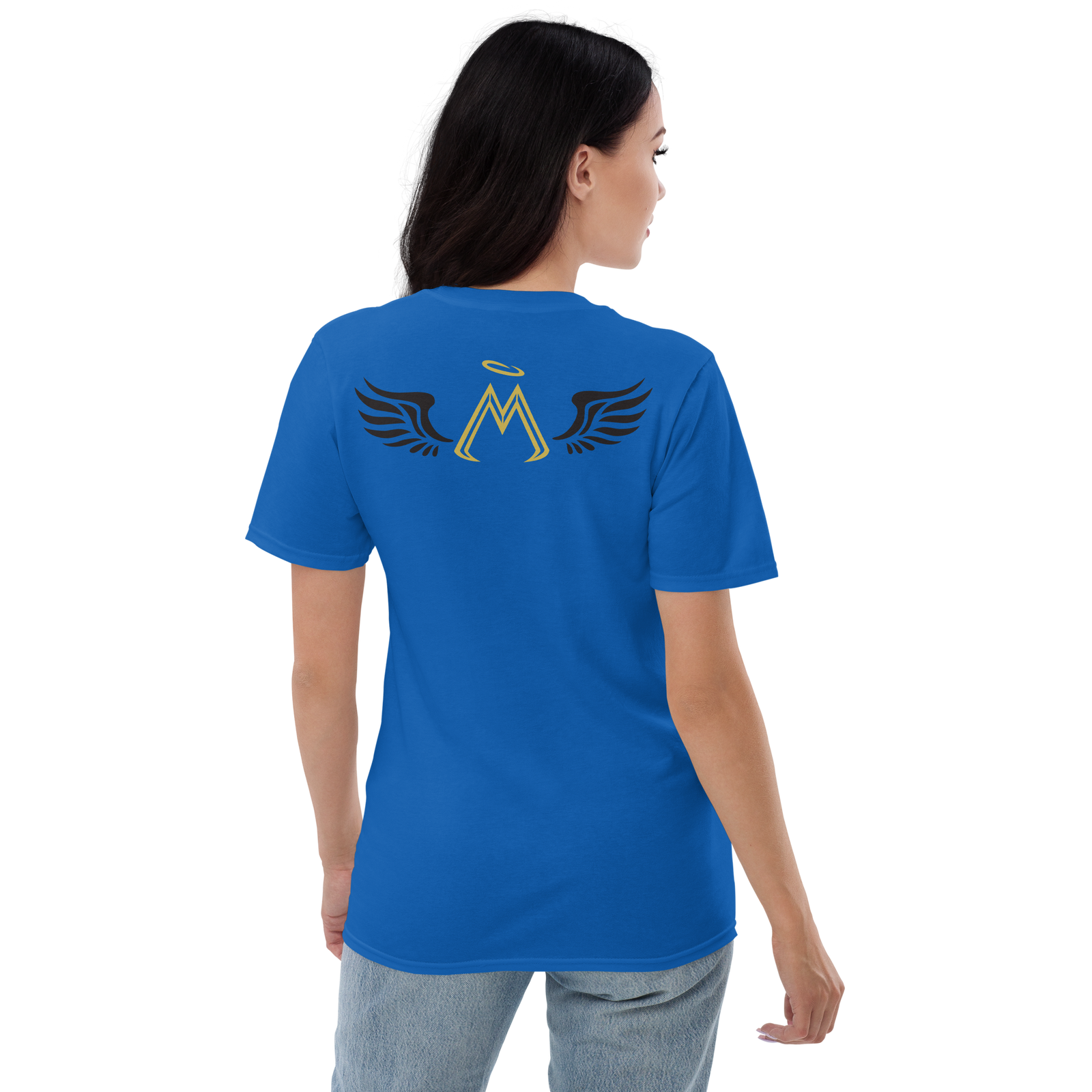 Royal Blue Unisex Lightweight Short-Sleeve T-Shirt With Embroidered Gold-Black MM Iconic Logo
