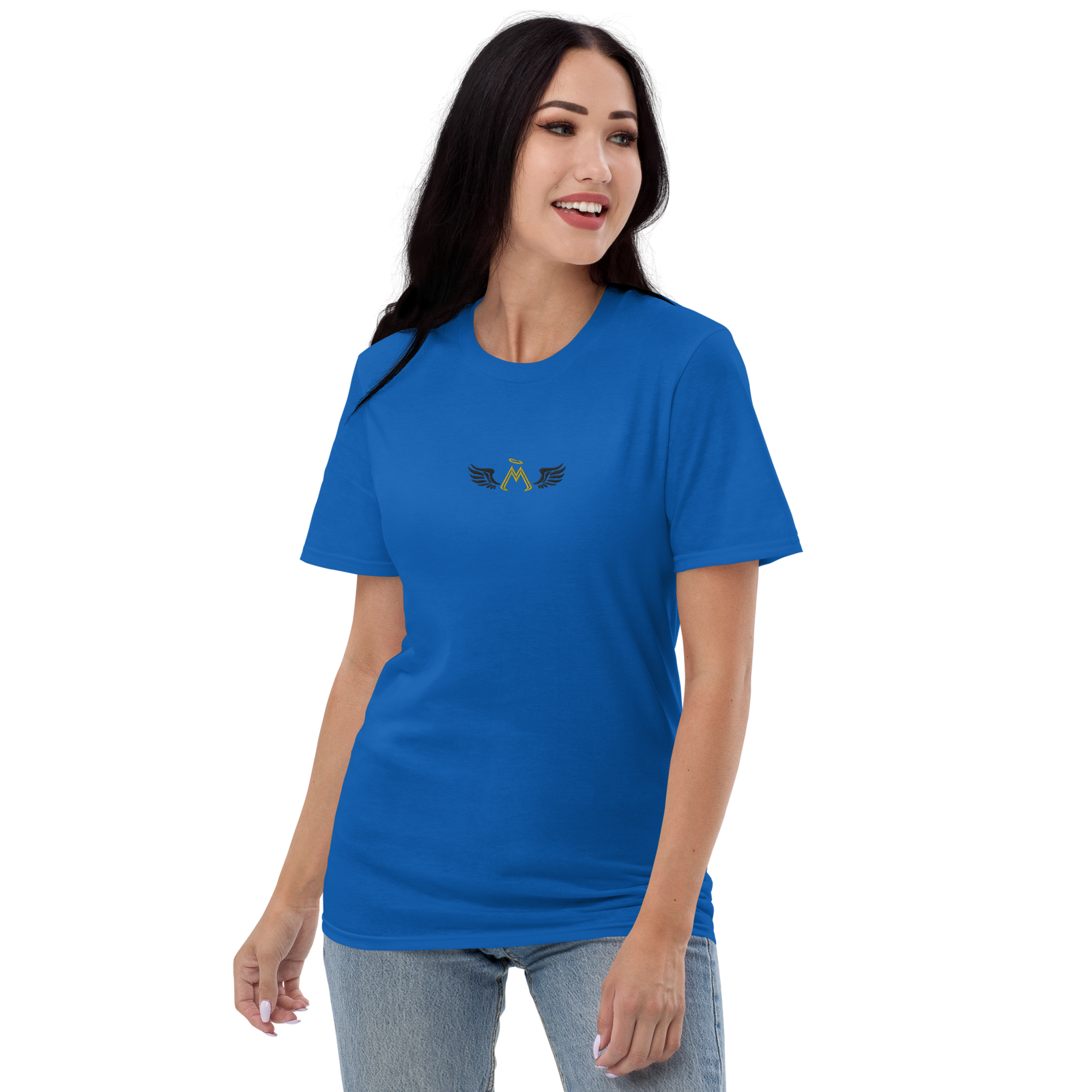 Royal Blue Unisex Lightweight Short-Sleeve T-Shirt With Embroidered Gold-Black MM Iconic Logo