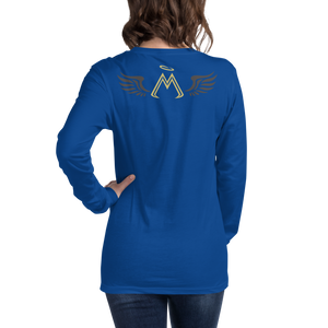Blue Long Sleeve Tee With Gold-Black MM Iconic Logo