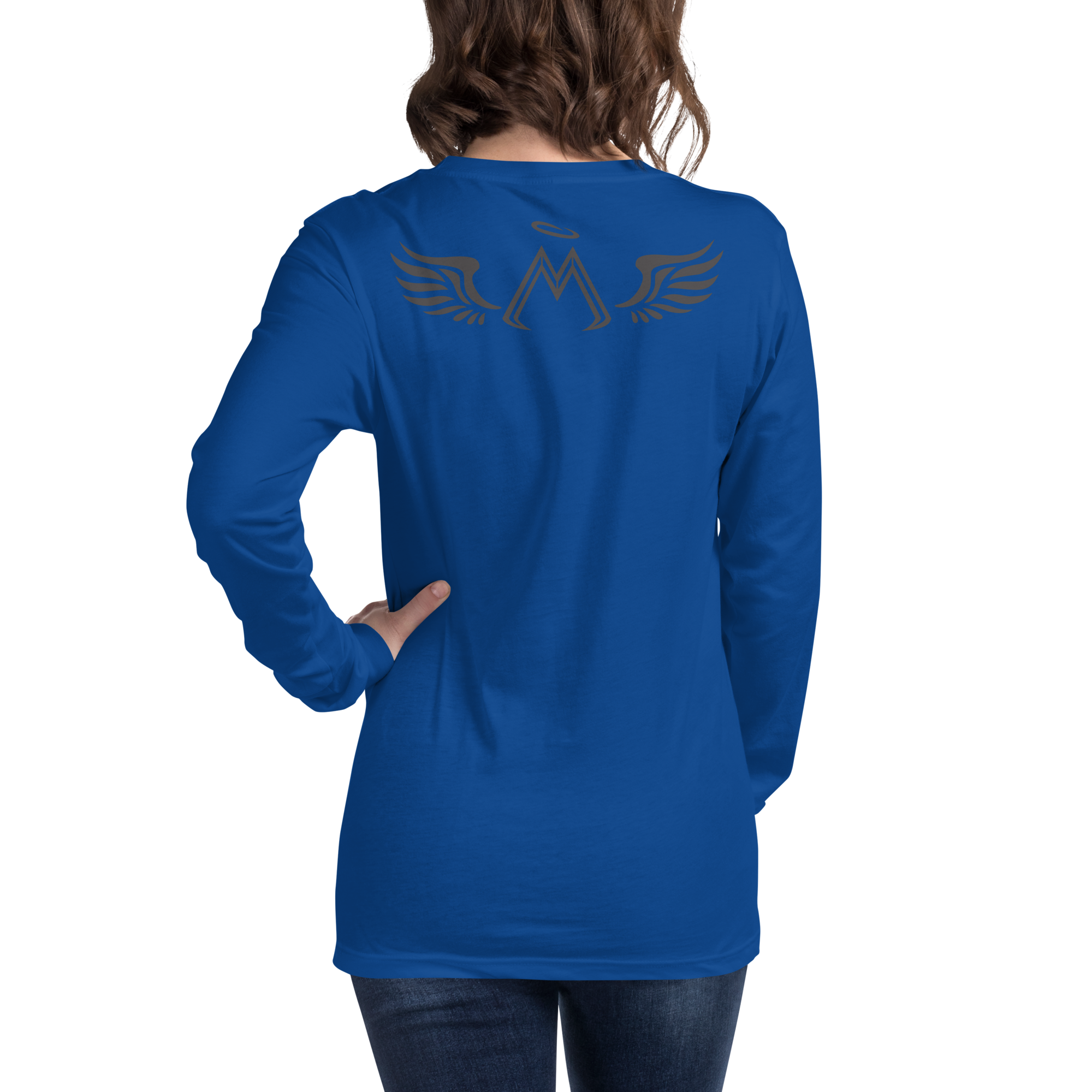 Blue Long Sleeve Tee With Black MM Iconic Logo
