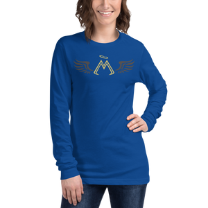 Blue Long Sleeve Tee With Gold-Black MM Iconic Logo
