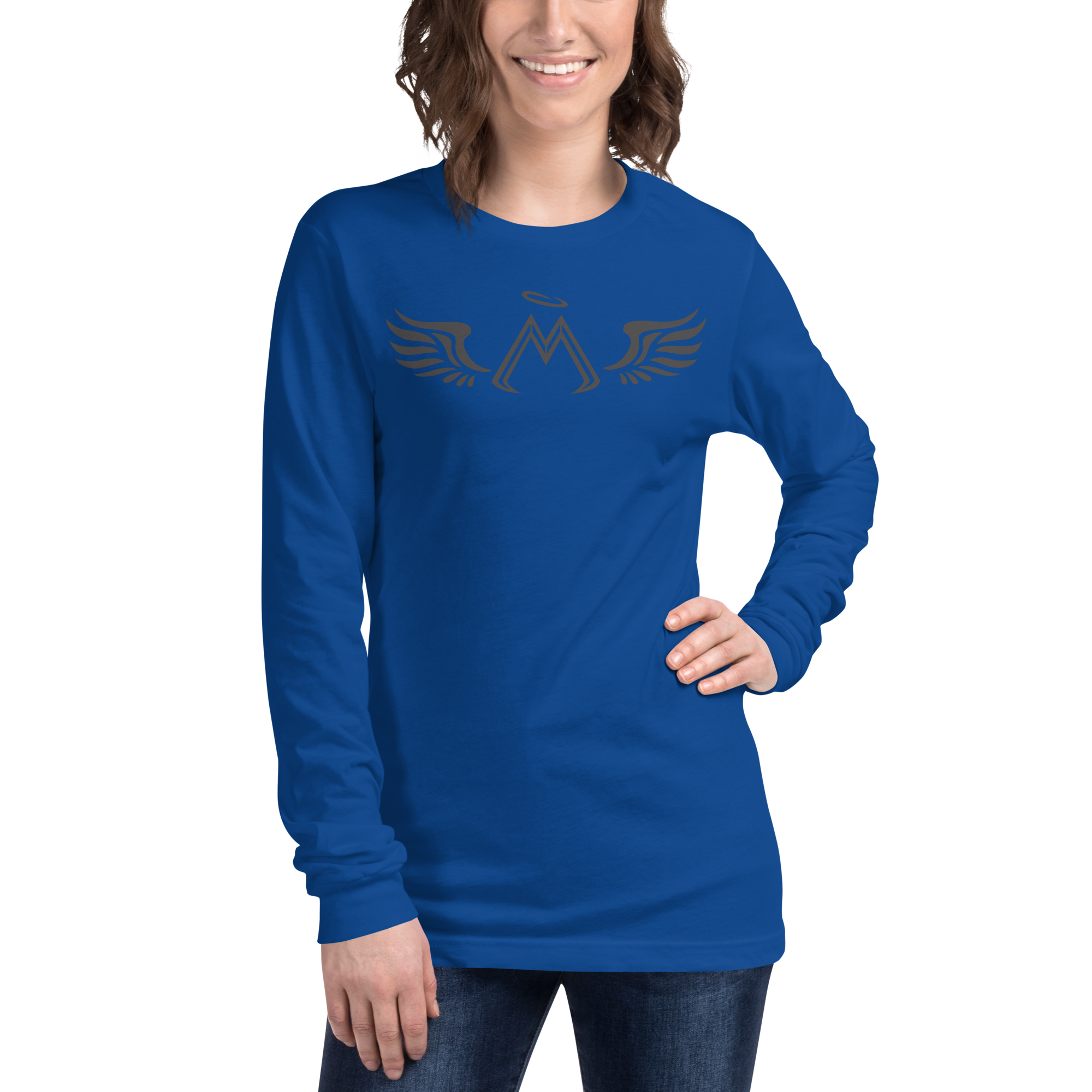 Blue Long Sleeve Tee With Black MM Iconic Logo