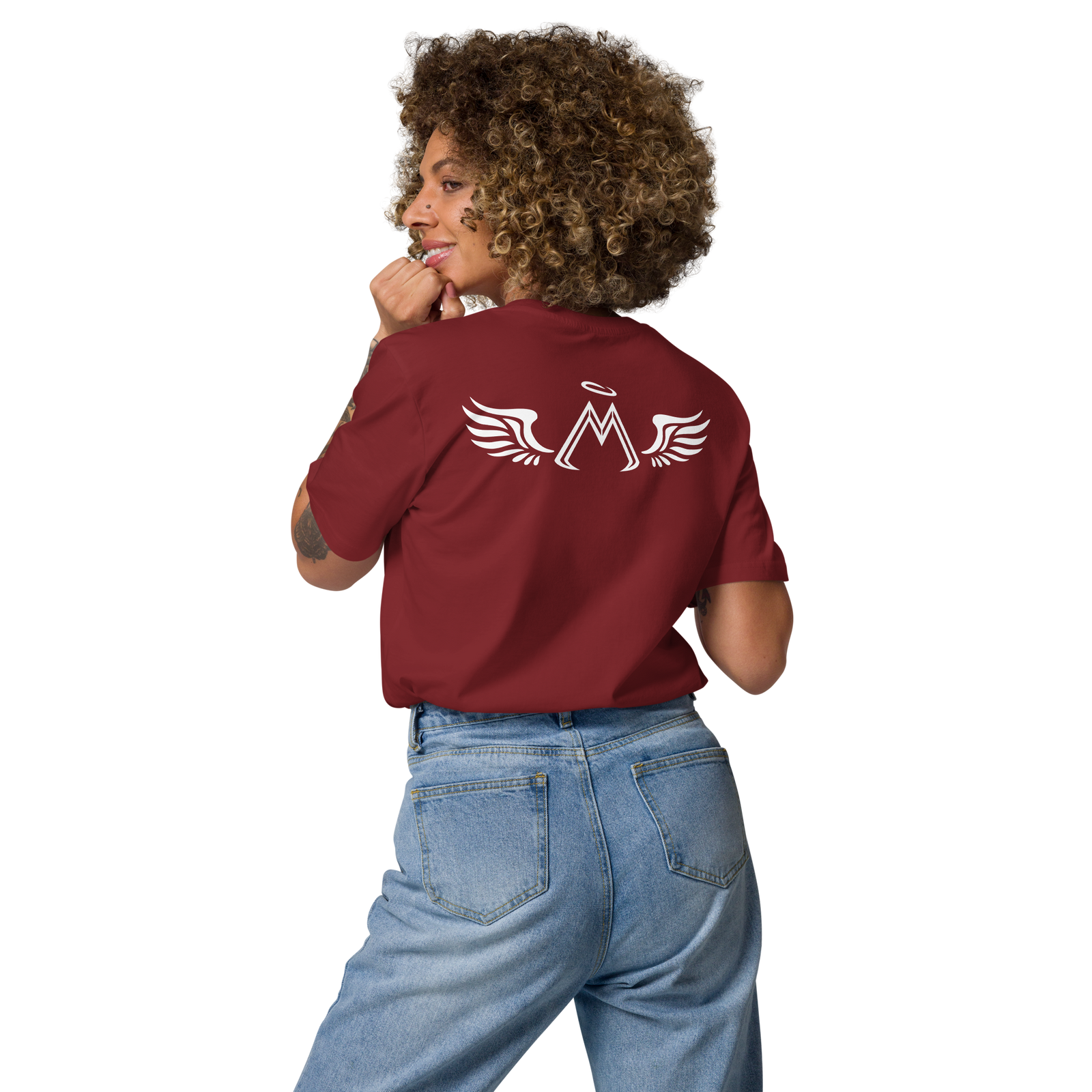 Burgundy Unisex Organic Cotton T-Shirt With White MM Iconic Logo