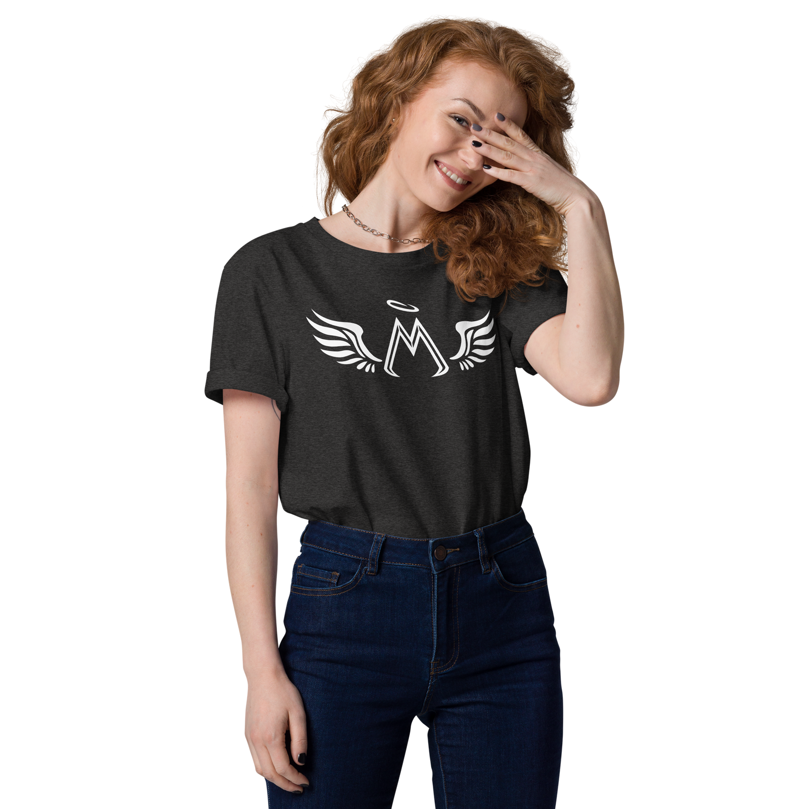 Dark Heather Grey Unisex Organic Cotton T-Shirt With White MM Iconic Logo