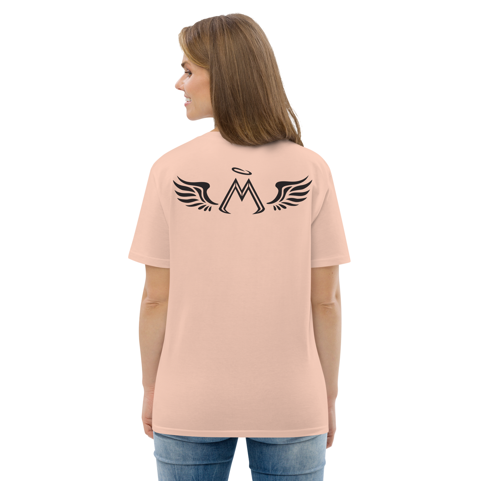 Fraiche Peche Unisex Organic Cotton T-Shirt With Black MM Iconic Logo