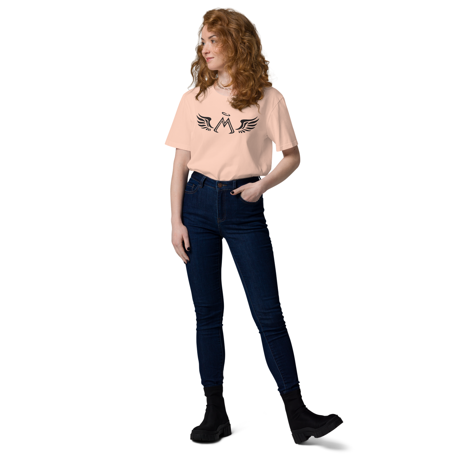 Fraiche Peche Unisex Organic Cotton T-Shirt With Black MM Iconic Logo