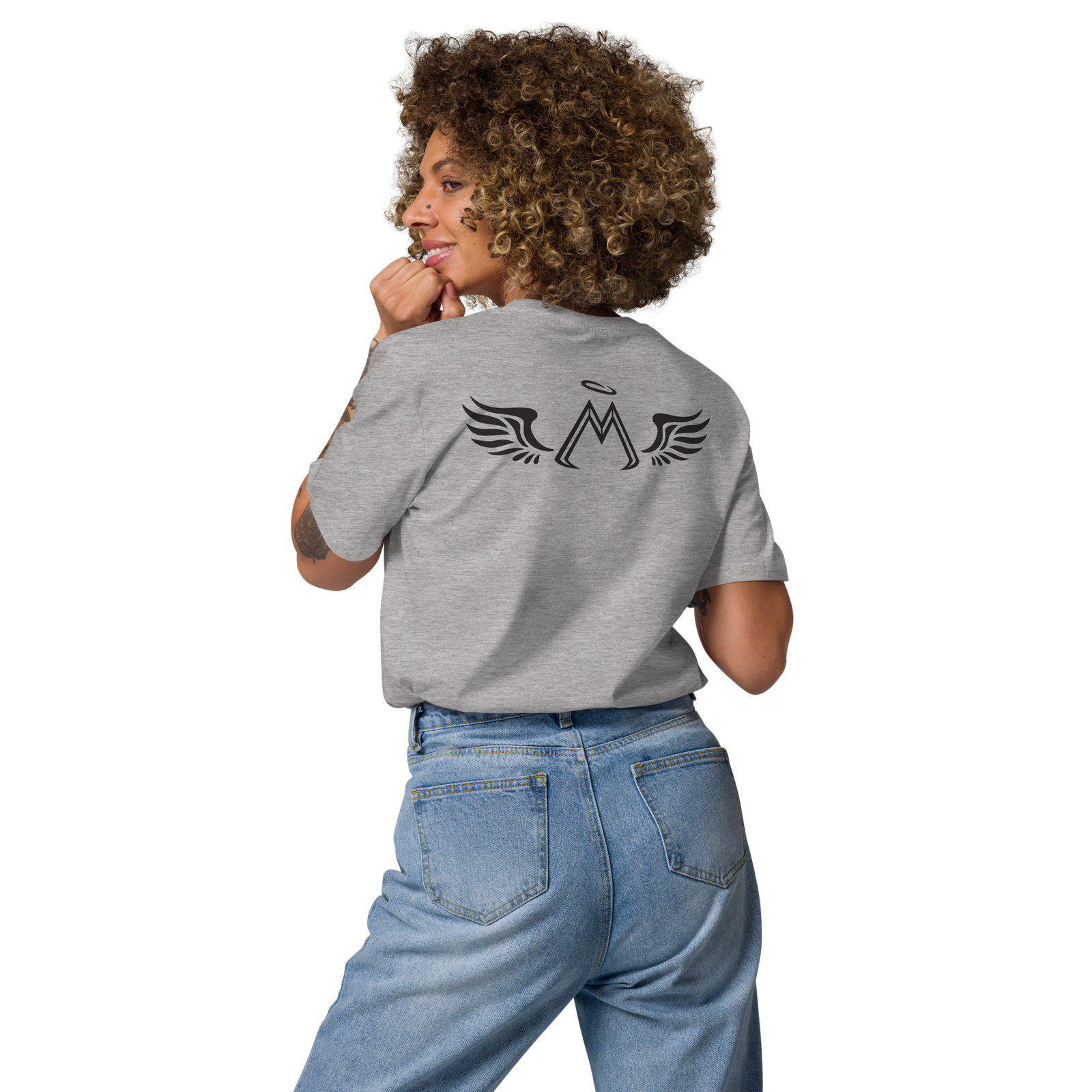 Heather Grey Unisex Organic Cotton T-Shirt With Black MM Iconic Logo