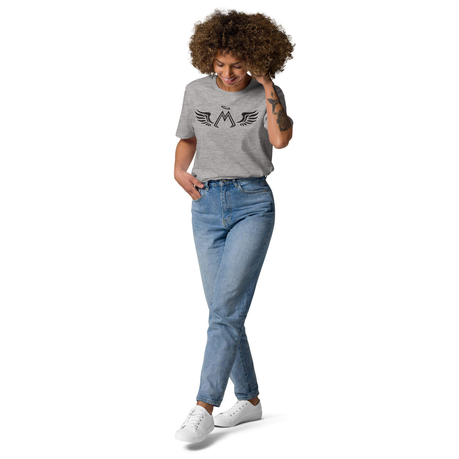 Heather Grey Unisex Organic Cotton T-Shirt With Black MM Iconic Logo
