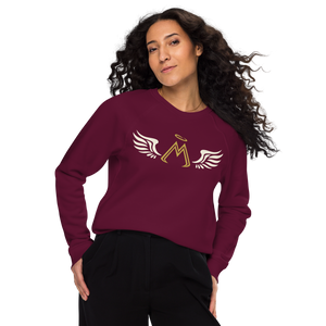 Burgundy Unisex Organic Raglan Sweatshirt With Classic MM Iconic Logo