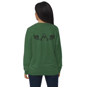 Bottle Green Unisex Organic Sweatshirt With Embroidered Black MM Iconic Logo