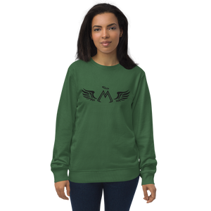 Bottle Green Unisex Organic Sweatshirt With Embroidered Black MM Iconic Logo